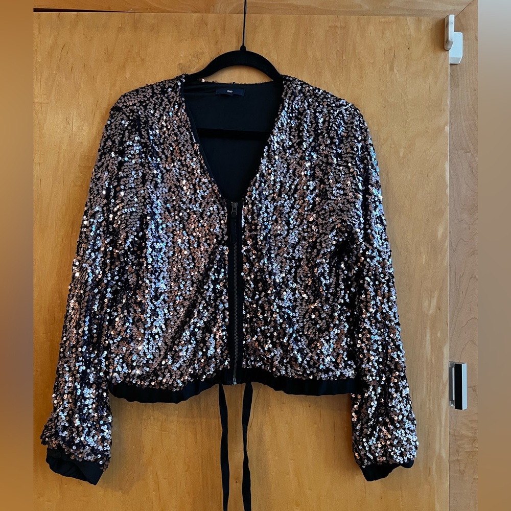 GAP Charcoal sequin bomber jacket